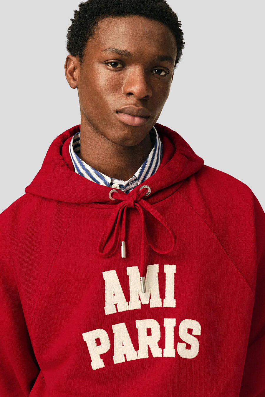 AMI PARIS - HOODIE AMI PARIS FELT EMBROIDERY ROUGE - LE LABO STORE