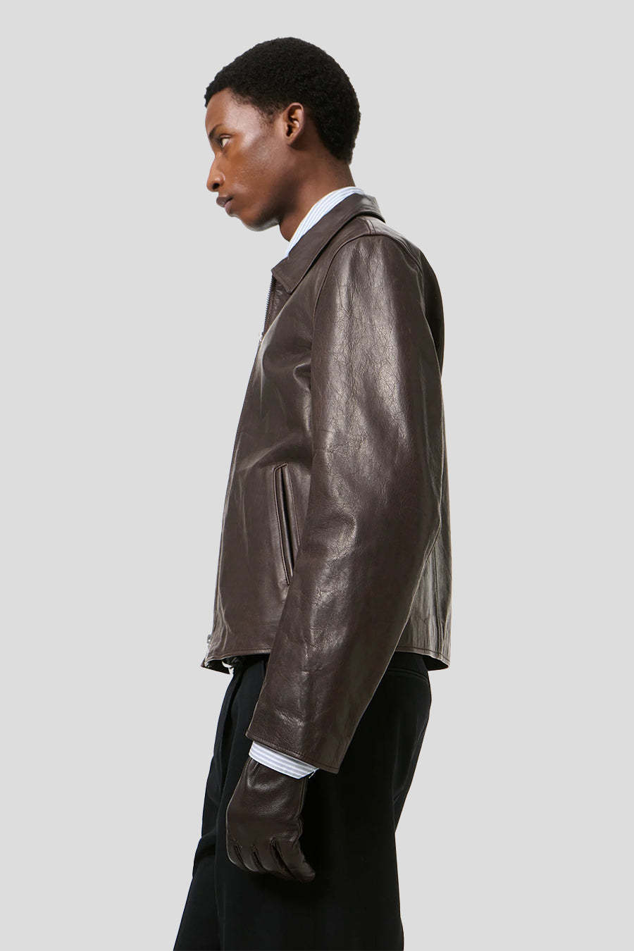 Our Legacy - VESTE EN CUIR MINI MARRON - LE LABO STORE