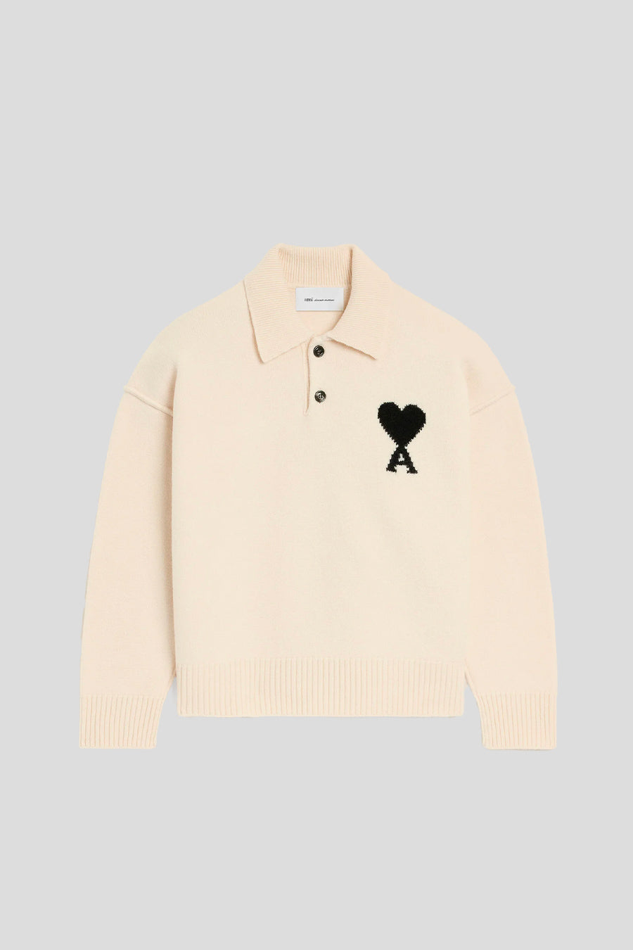 AMI PARIS - POLO TRICOT CONTRASTED ADC ÉCRU ET NOIR - LE LABO STORE