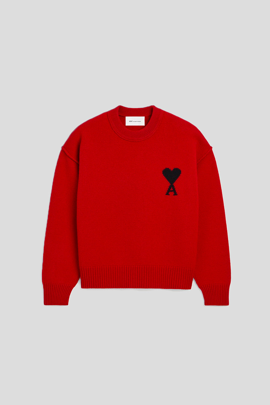 AMI PARIS - PULL COL ROND CONTRASTED ADC ROUGE ET NOIR - LE LABO STORE