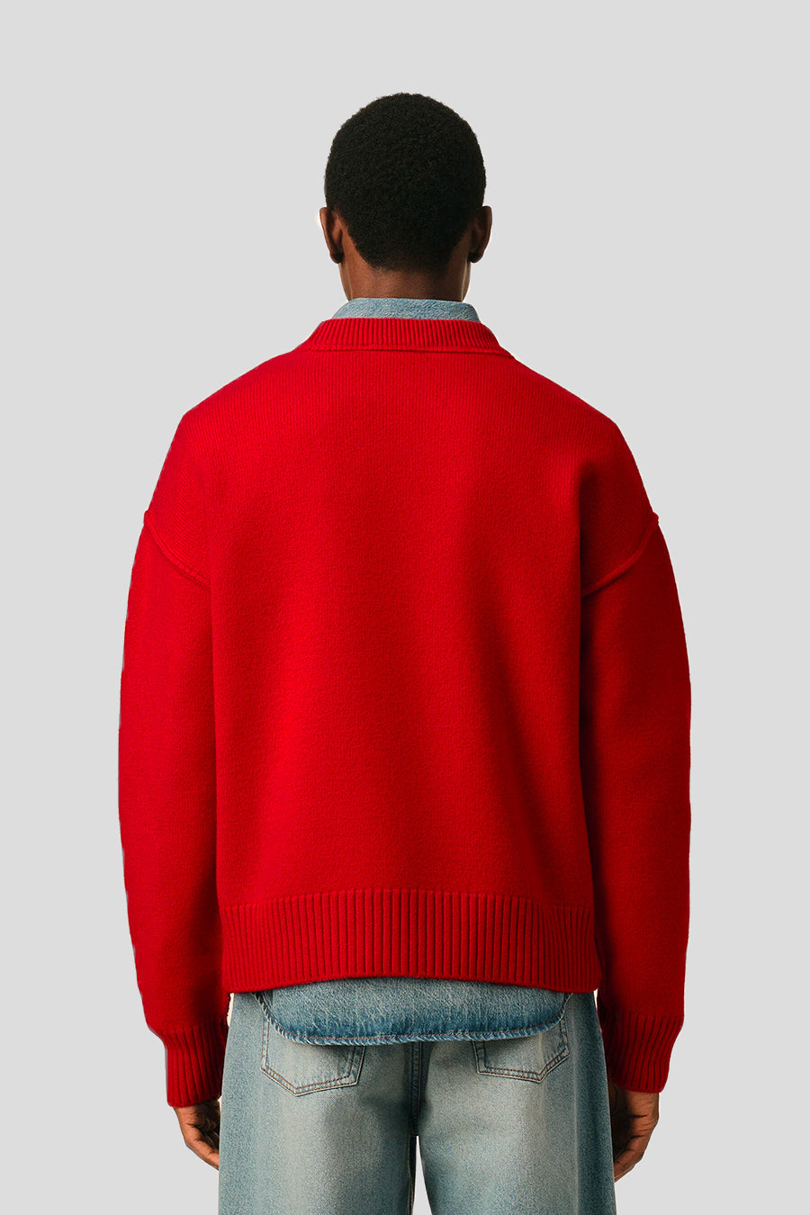 AMI PARIS - PULL COL ROND CONTRASTED ADC ROUGE ET NOIR - LE LABO STORE