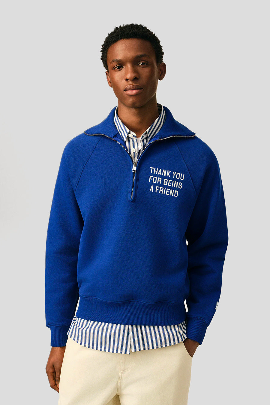 AMI PARIS - PULL ZIPPED THANK YOU FOR BEING A FRIEND BLEU - LE LABO STORE