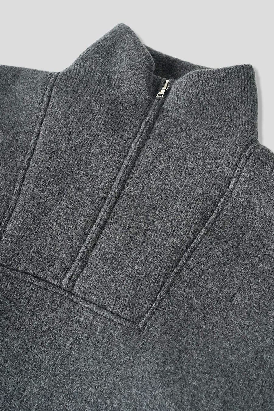 ARPENTEUR - PULL ZIP CAM GRIS CHINÉ - LE LABO STORE
