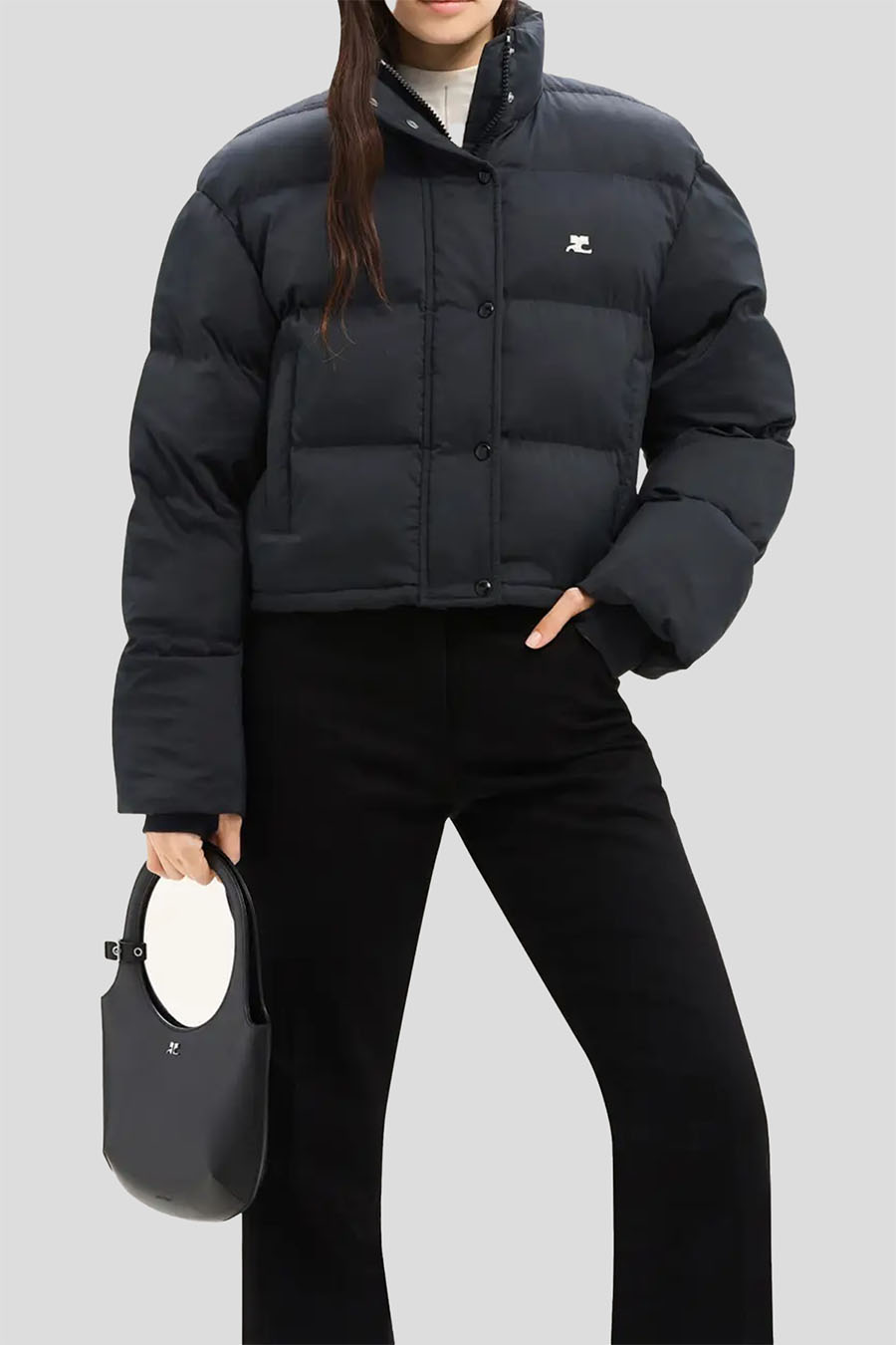 COURRÈGES - DOUDOUNE COURTE EN NYLON NOIRE - LE LABO STORE