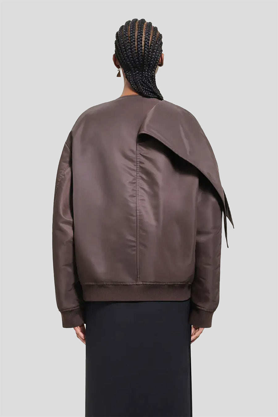 COURRÈGES - VESTE BOMBER COL ARRONDI KNOT NYLON CHOCOLAT - LE LABO STORE