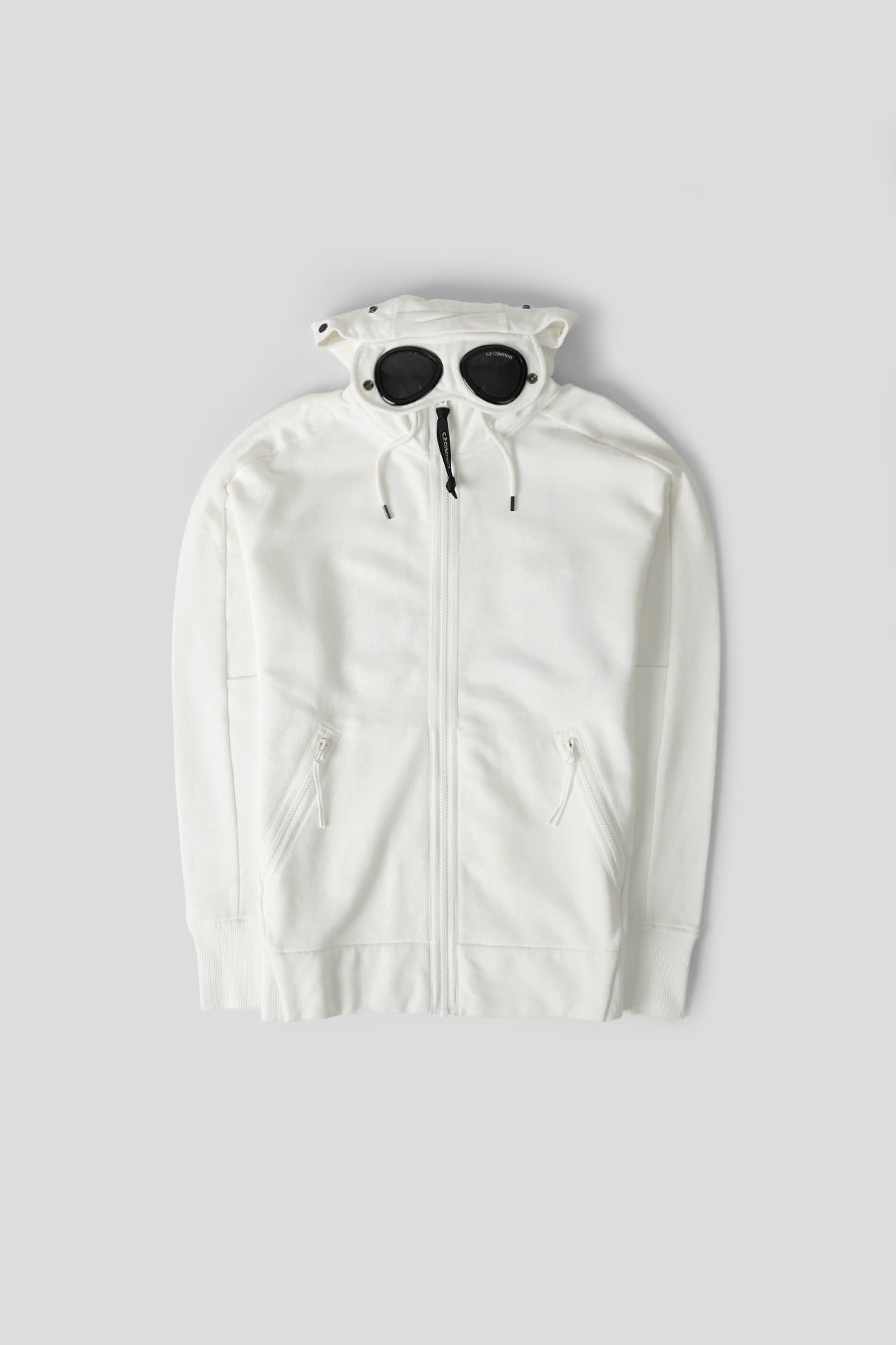 CP COMPANY - HOODIE ZIP DIAGONAL RAISED FLEECE GOGGLE BLANC CASSÉ - LE LABO STORE