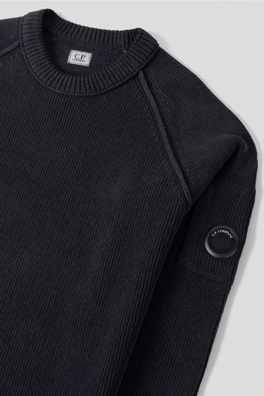 CP COMPANY - CREWNECK CHENILLE COTTON LENS BLEU FONCÉ - LE LABO STORE