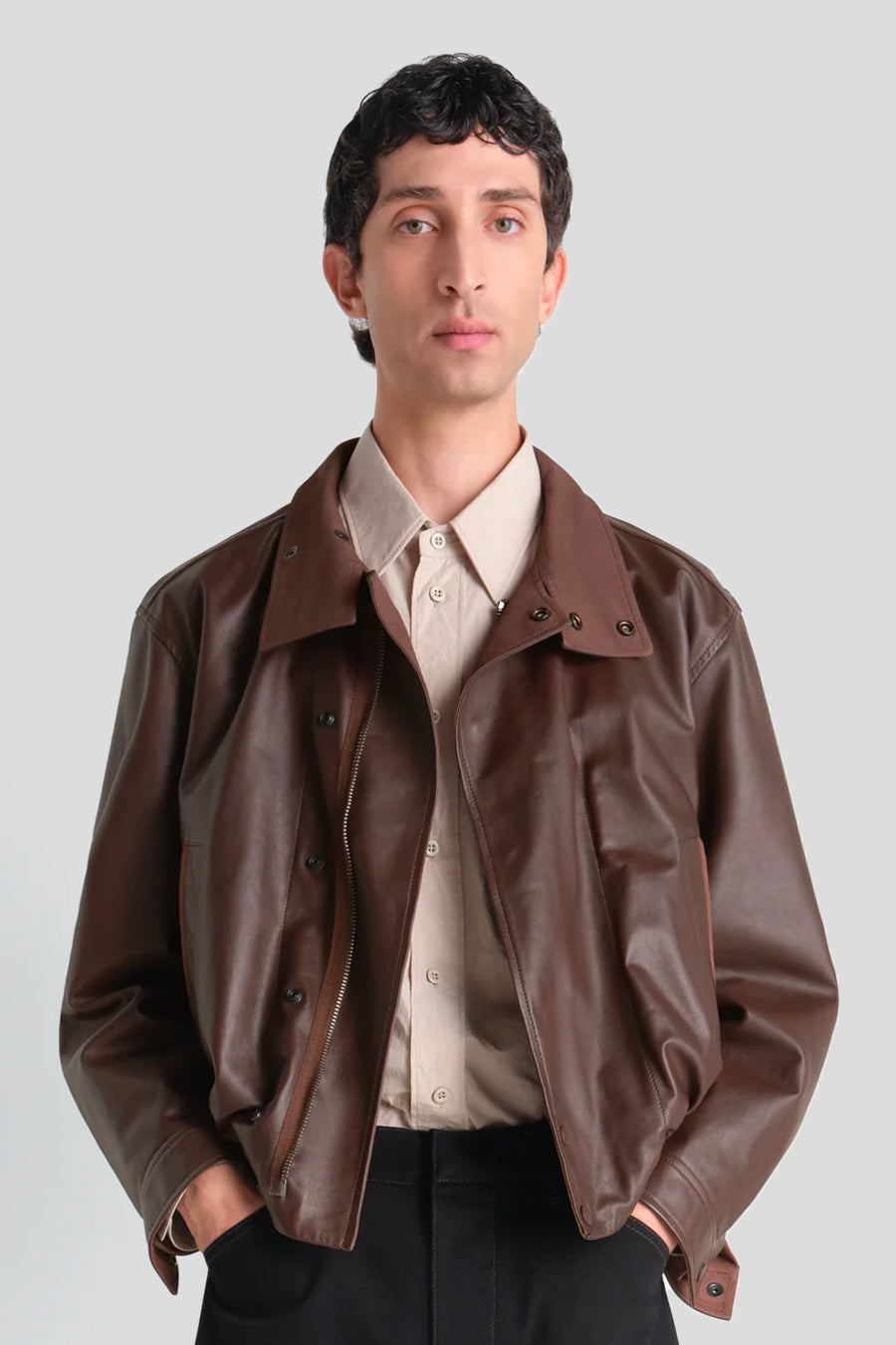 LEMAIRE - BLOUSON SOFT LEATHER CHOCOLAT - LE LABO STORE