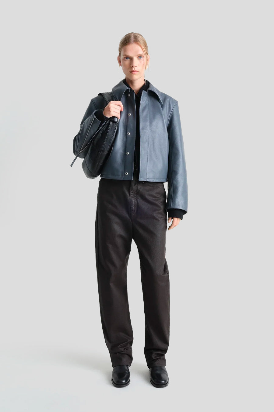 LEMAIRE - STEEL BLUE BOXY CROPPED JACKET - LE LABO STORE