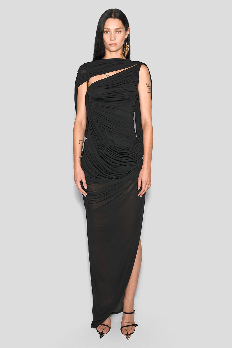 MUGLER - ROBE DRAPED BACKLESS GOWN NOIRE - LE LABO STORE