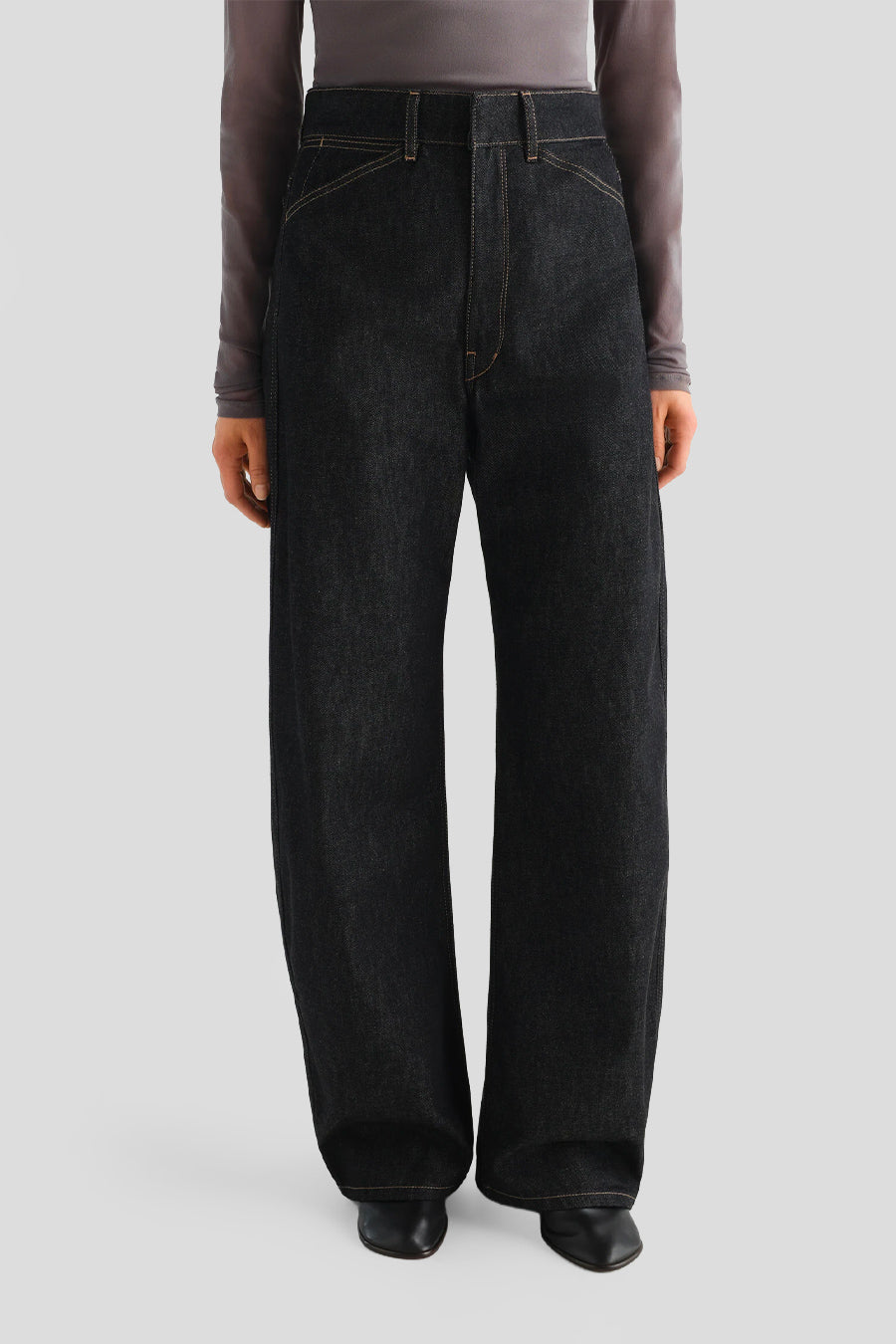LEMAIRE - PANTALON HIGH WAISTED CURVED GRIS FONCÉ - LE LABO STORE