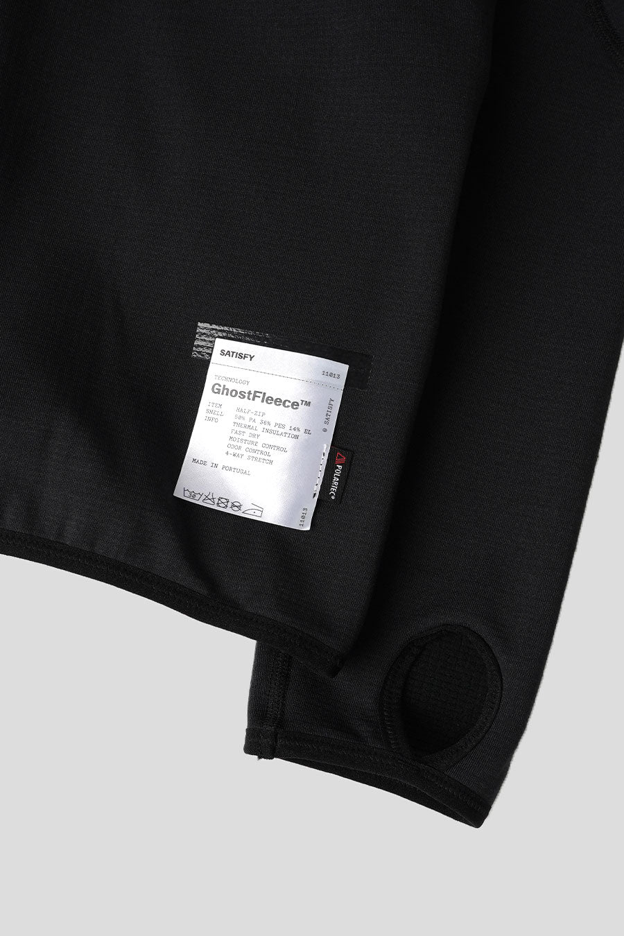 SATISFY - BLACK GHOSTFLEECE HALF-ZIP SWEATS - LE LABO STORE