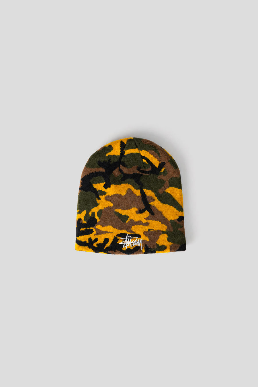 Stussy - BONNET BASIC JACQUARD SKULLCAP CAMOUFLAGE JAUNE - LE LABO STORE