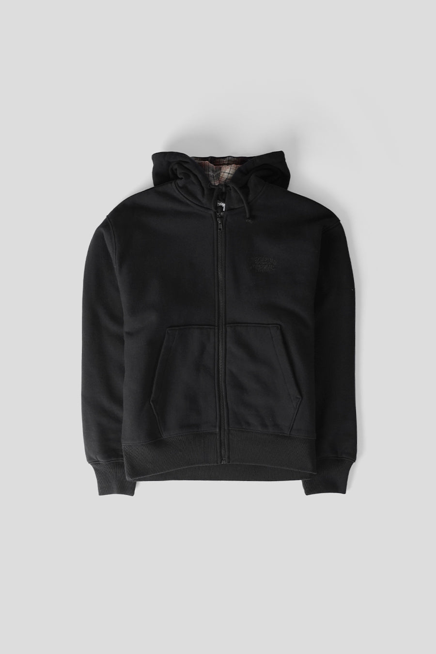 Stussy - HOODIE PLAID LINED ZIP NOIR - LE LABO STORE