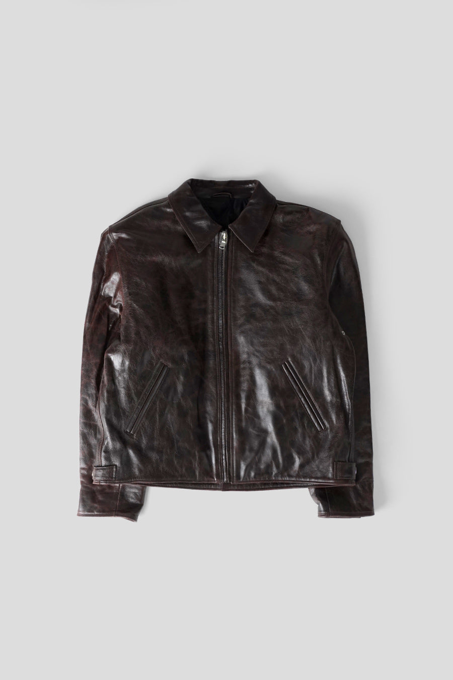 Stussy - VESTE GARAGE LEATHER MARRON FONCÉ - LE LABO STORE